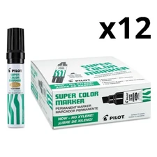 Jumbo Refillable Permanent Marker, Broad Chisel Tip, Black, Pack of 12