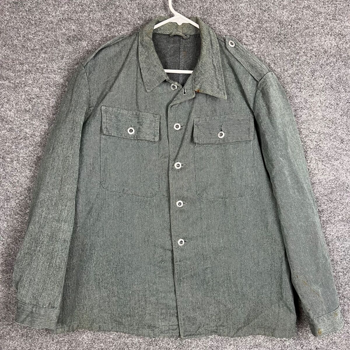 VINTAGE 1960's Swiss Military thick denim work jacket Button VINTAGE 1960's Swiss Military thick denim work jacket Button