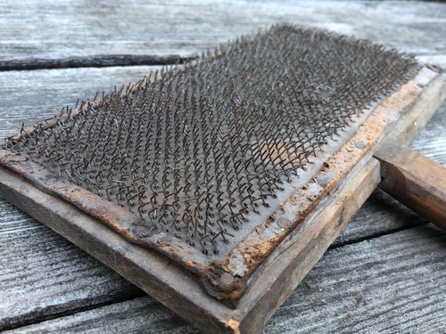 Pair Antique SARGENT Wool Carders Primitive Wood - Picture 3 of 5
