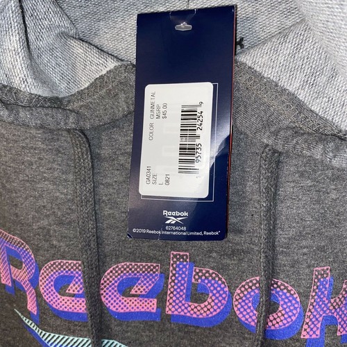 Reebok Womens Charcoal Gray Hoodie Size L DS With Tags Spellout 45$ MSRP - Picture 3 of 5