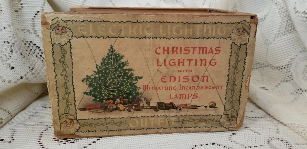 ANTIQUE GENERAL ELECTRIC LIGHTING OUTFIT CHRISTMAS TREES WOOD