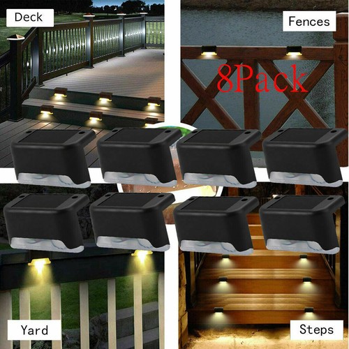 8 pack New Solar Deck Lights Outdoor Waterproof LED Steps Lamps for Stairs Fence - Picture 5 of 12