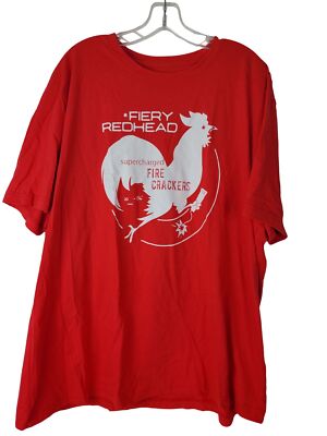 Vintage Fiery Redhead Fire Crackers Rooster Red T-shirt XXL Cotton GUC