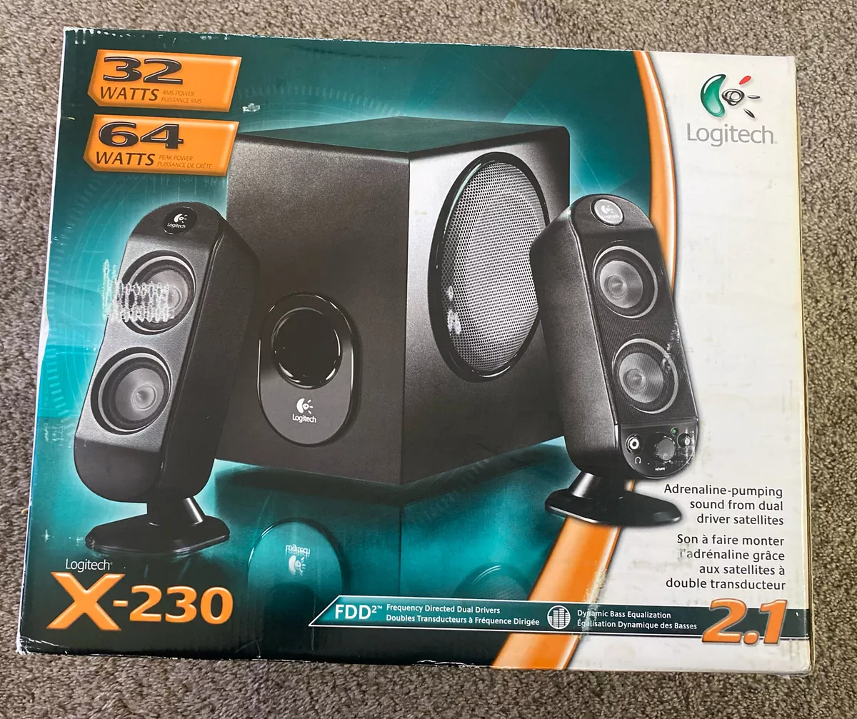 New Logitech X-230 Adrenaline Dual Driver Satellite Subwoofer PC Speaker  System