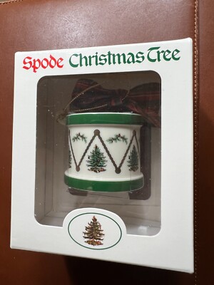 SPODE CHRISTMAS TREE ORNAMENT   DRUM   WITH DRUMSTICKS    MIB