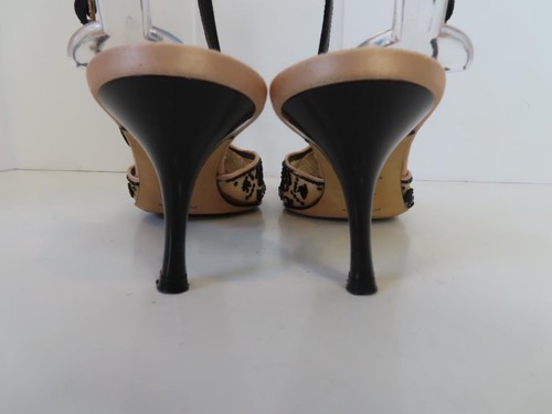 Rene Caovilla Black Beaded/MeshPointed Toe Slingback Heels Size 39 - Picture 9 of 12
