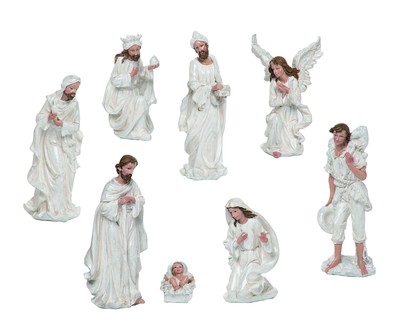 Transpac Family Natural Brown 8 x 5 Resin Stone Christmas Nativity Figurines Set of 2