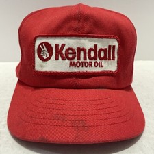 Vintage Kendall Motor Oil Patch Snapback Cap Swingster Made In The USA Red Hat