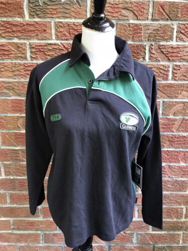 NWT Guinness Official Merchandise Ladies Rugby Top Black, Green US Size 14