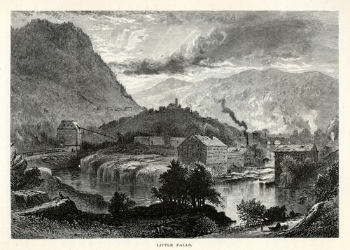 Little Falls, Mohawk River, New York, Historic America 1874 Antique Engraving - 第 1/4 張圖片