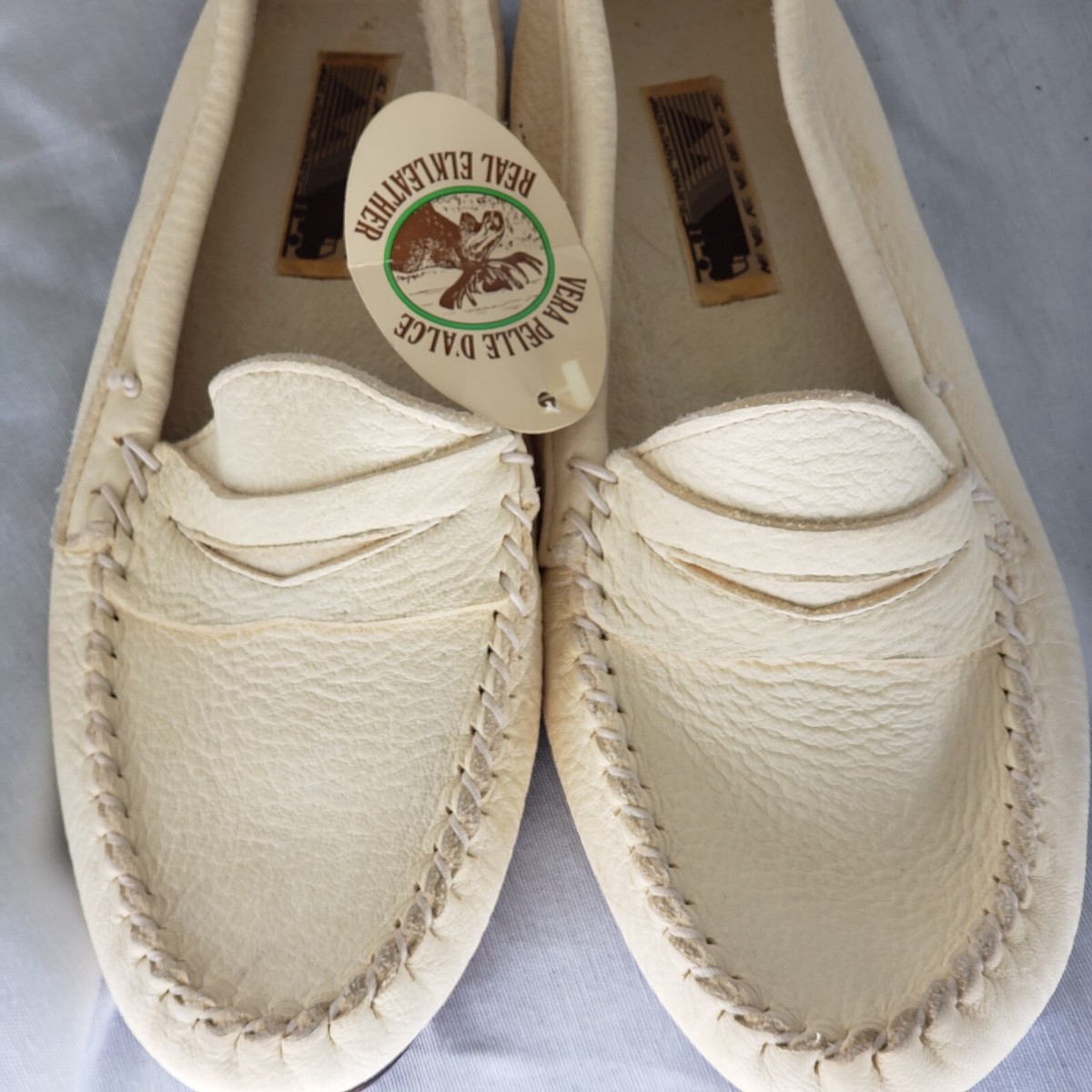 DIVARESE Caravan Italy ELK Cream Leather Suede Penny Loafers  display picture 1