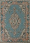 Over-Dyed Blue Floral Tebriz Area Rug 10x13 Vintage Handmade Room Size Carpet
