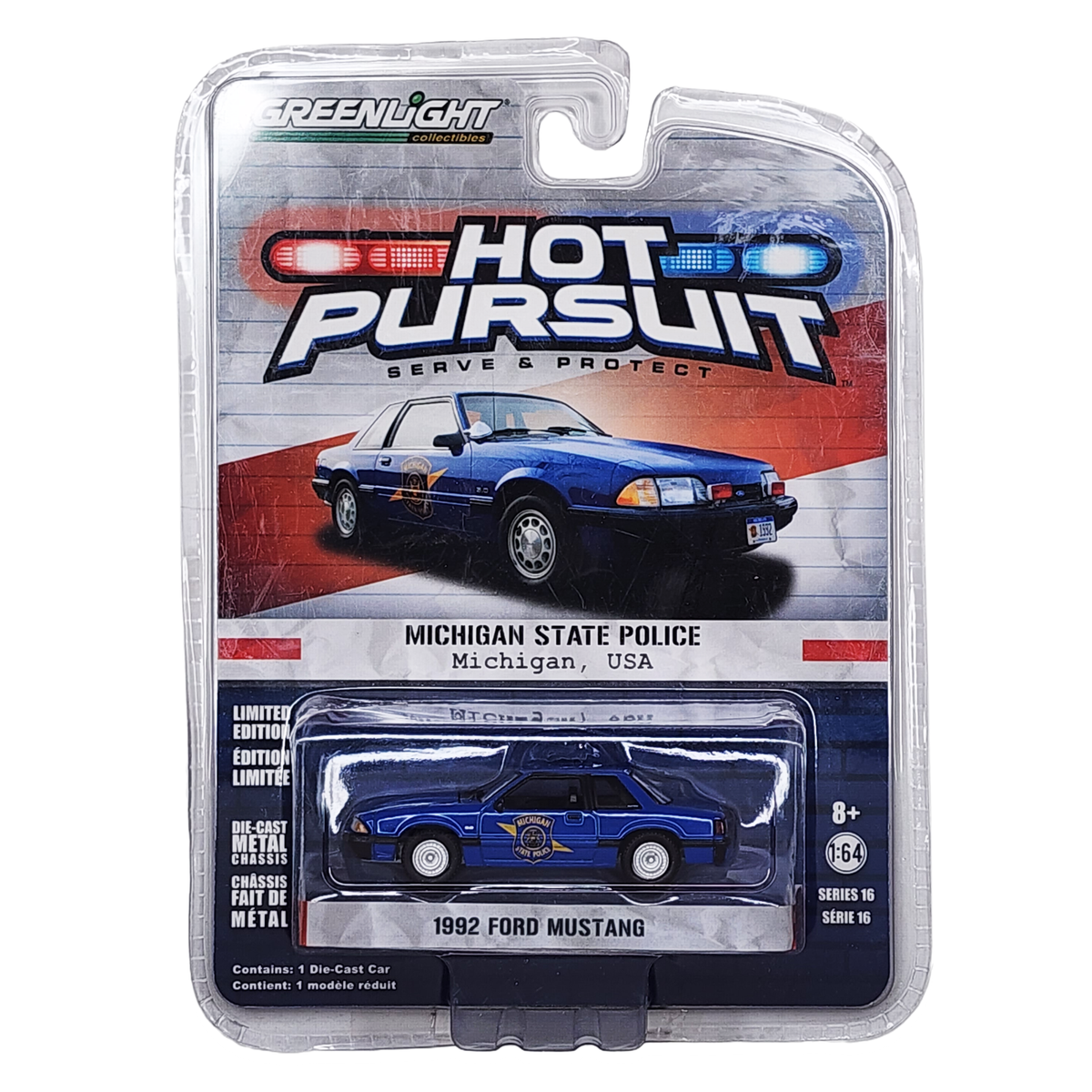 GREENLIGHT 1992 Ford Mustang Hot Pursuit Michigan State Police