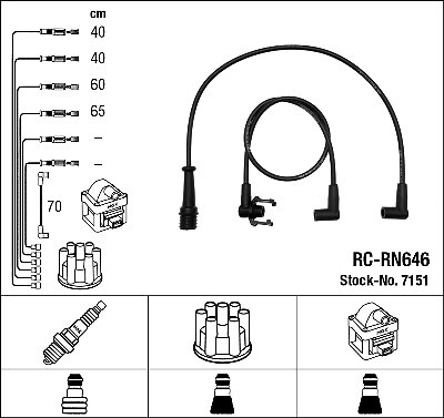 7151 NGK Ignition Cable Kit for RENAULT