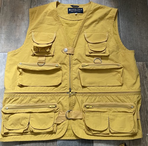 Herren Freizeit Royal Cup Vintage Weste dunkelgelb Größe M viele Taschen