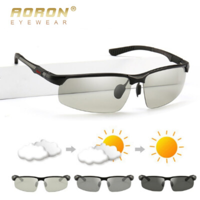 Aluminum Polarized Photochromic Sunglasses Men Driving Sports Chameleon Glasses