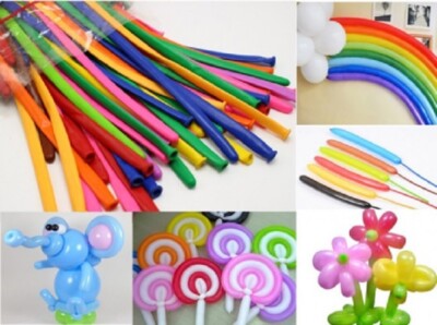 100x Magic Long Balloons Assorted Colors – Twist & Shape Animals – Latex Balloons