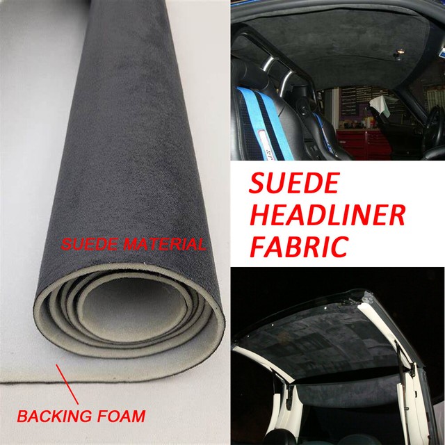 Headliner Fabric Suede Material w/Foam Black 60"x60" Upholstery Sagging