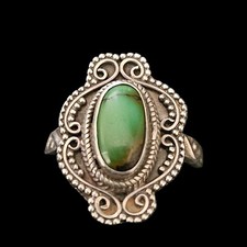 Vintage Jasper 925 Sterling Silver Beaded Ring Etched Stamped 4.3g Size 6.5"