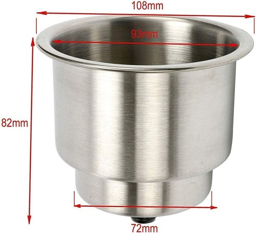 5Pc Stainless Steel Recessed Cup Drink Holder with Drain Marine Boat RV Camper - Picture 7 of 9