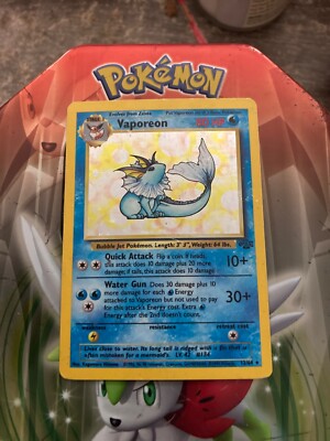 vaporeon pokemon card 1995 1995 vaporeon pokemon card 12/64