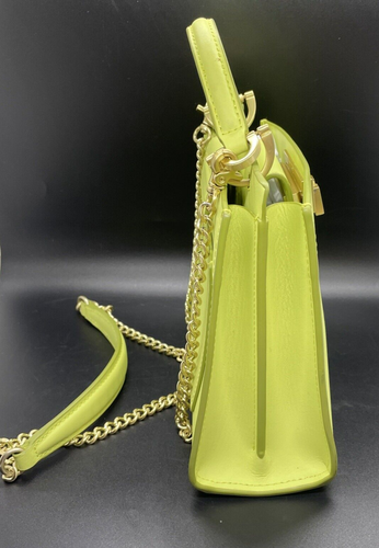 ZAC POSEN Earthette Green Double Compartment Bag Gold Crossbody Strap Purse Luxe - Picture 3 of 10