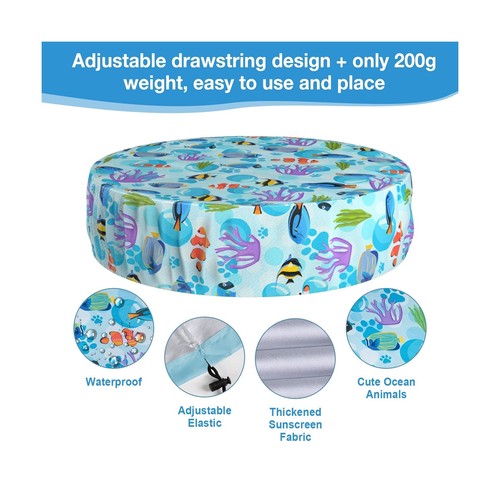 Foldable Round Dog Swimming Pool Cover, for 63" Collapsible Outdoor Tub, PVC ... - Picture 2 of 7