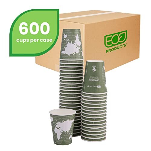 ECO PRODUCTS Disposable Insulated World Art 12oz Coffee Cups, Case of 600, - Picture 3 of 12