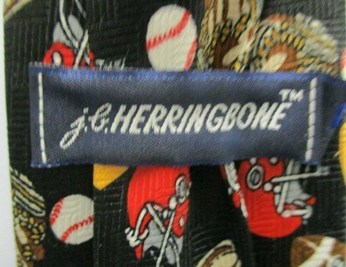 J. G. Herringbone Sportkrawatte, schwarz mit Sportartikel, Top Zustand! - Bild 3 von 3