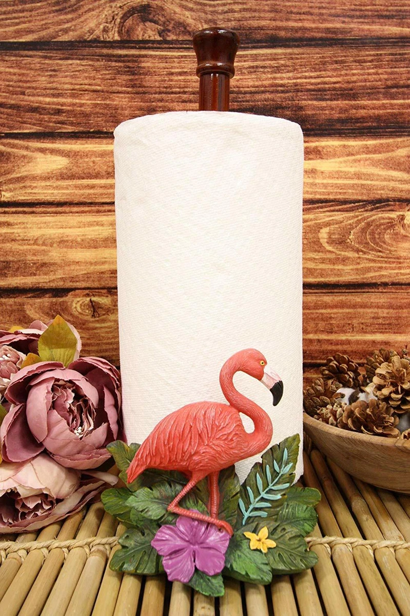 Pink Flamingo Kitchen Dining Paper Towel Holder Dispenser Tabletop Decor