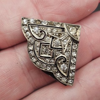 Antique Silver 1930s Art Deco Paste Dress Clip 6.2g
