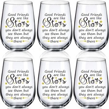 6 Pack Friend Wine Glasses 15 oz Funny Wine Glasses Graduation Birthday