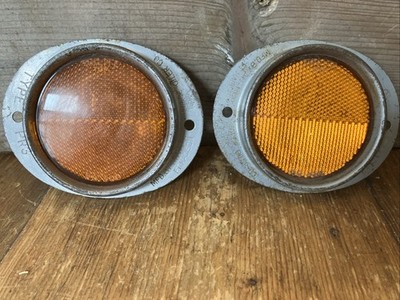 (2) Beautiful (Pair) 1960 s Vintage TRILITE Reflectors Safety Device AMBER (C)