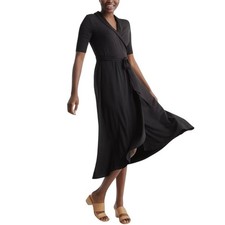 New Quince Black Tencel Jersey Wrap Dress Soft Midi Women’s Small 4241-Z