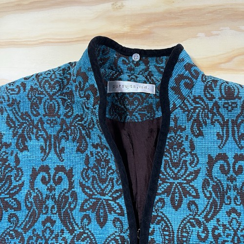 Pursuits Ltd. Women's Geometric Hook & Eye Jacket Blue Brown Mid-Length Size - Picture 3 of 8