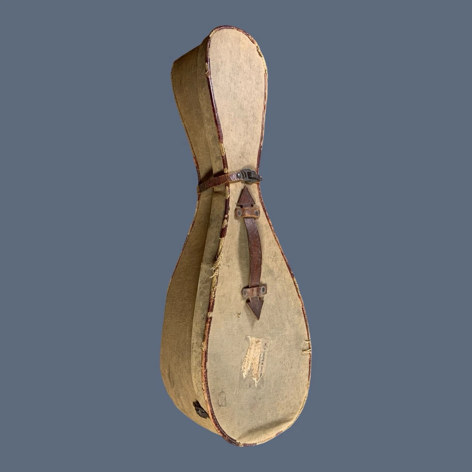 Mandolina antigua “Júpiter mejorado” con respaldo de cuenco con estuche y cuerdas, principios del siglo XX Foto 2 de 4