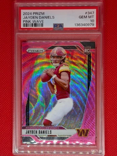 2024 Prizm JAYDEN DANIELS Pink Wave RC PSA 10 #347 Commanders Rookie QB