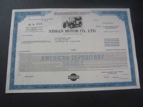 2003 - Nissan Motor Co. Ltd. - Aktienzertifikat - Japan