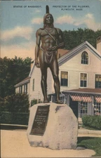 Plymouth, Massachusetts MA Statue of Massasoit, Protector the Pilgrims Vintage
