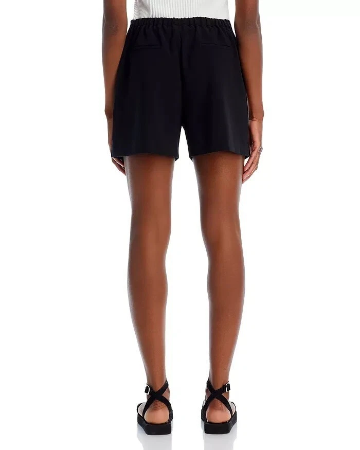 Pantalones Cortos French Connection Whisper Para Mujer Talla 10 Negros Tiro Alto Elastizados Midi Foto 3 de 4