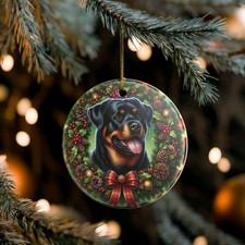 Rottweiler Collectible Ceramic Christmas Holiday Ornament