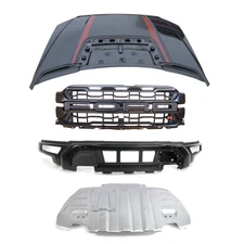 for 2021- 25 Ford F-150 Raptor R front bumper grille skid plate hood black set
