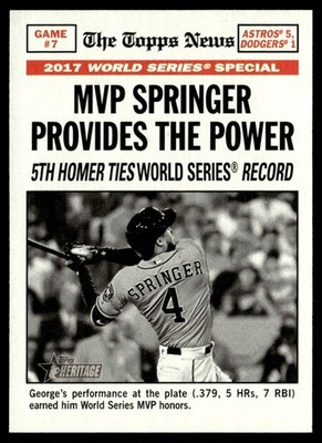 2018 Topps Heritage MVP Springer Provides the Power (George Springer) WS Houston