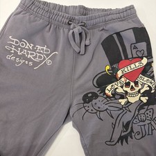 Ed Hardy Front/Back Graphic Tattoo Grey Athletic Sweatpants Adult SIZE MEDIUM