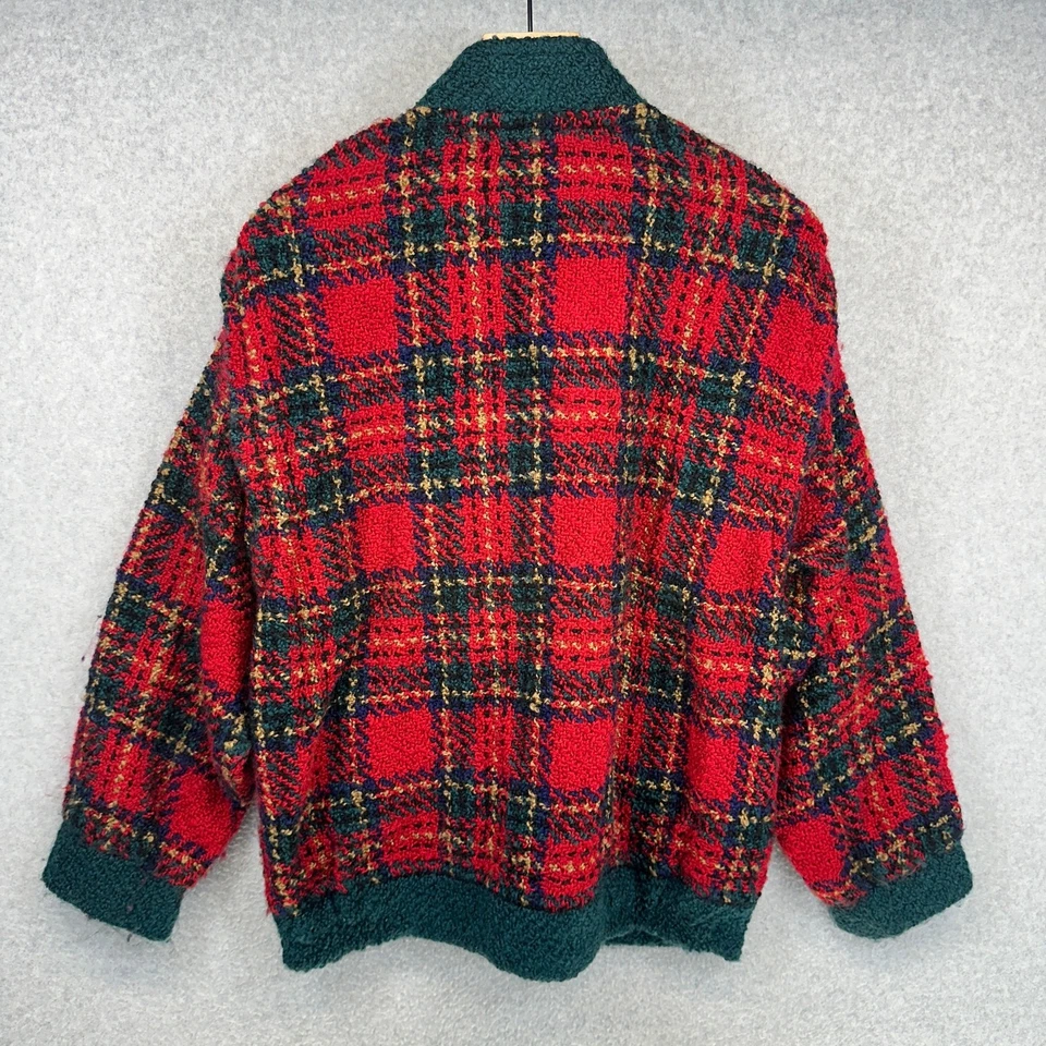 De Colección Boyne Valley Weavers Chaqueta Chaleco Mujer Pequeño Rojo A Cuadros Mangas Removibles Cremallera Foto 2 de 4