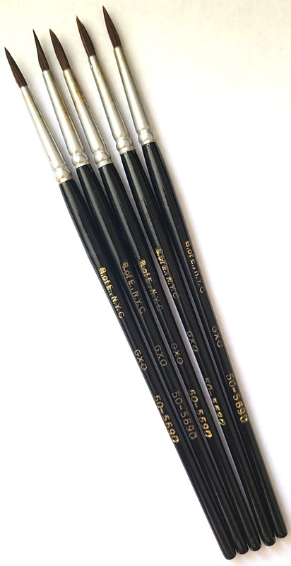 VINTAGE NEW ARTIST PAINT BRUSHES SET OF 5  B.of. E  N.Y.C  GXO 50-5690