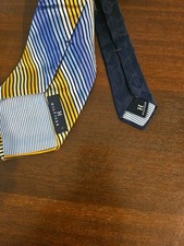 Tommy Hilfiger Vintage Men's 100 Silk Tie Blue Yellow Diagonal Stripe