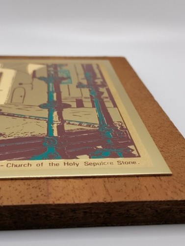 Holy Sepulcher Jerusalem Metal Engraving Plaque Wood Mounted Wall Hanging - Picture 8 of 10