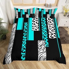 Leopard Zebra Bedding Set Size Kids Cheetah Teal White Black Queen Multi 35