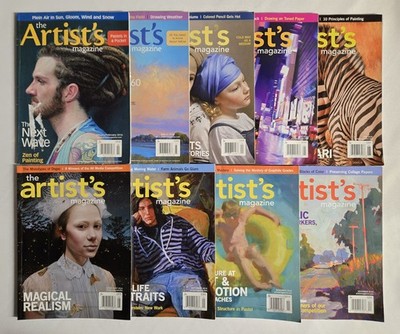 9 issues of 2016 The Artist's Magazine, portraits, landscapes, different mediums